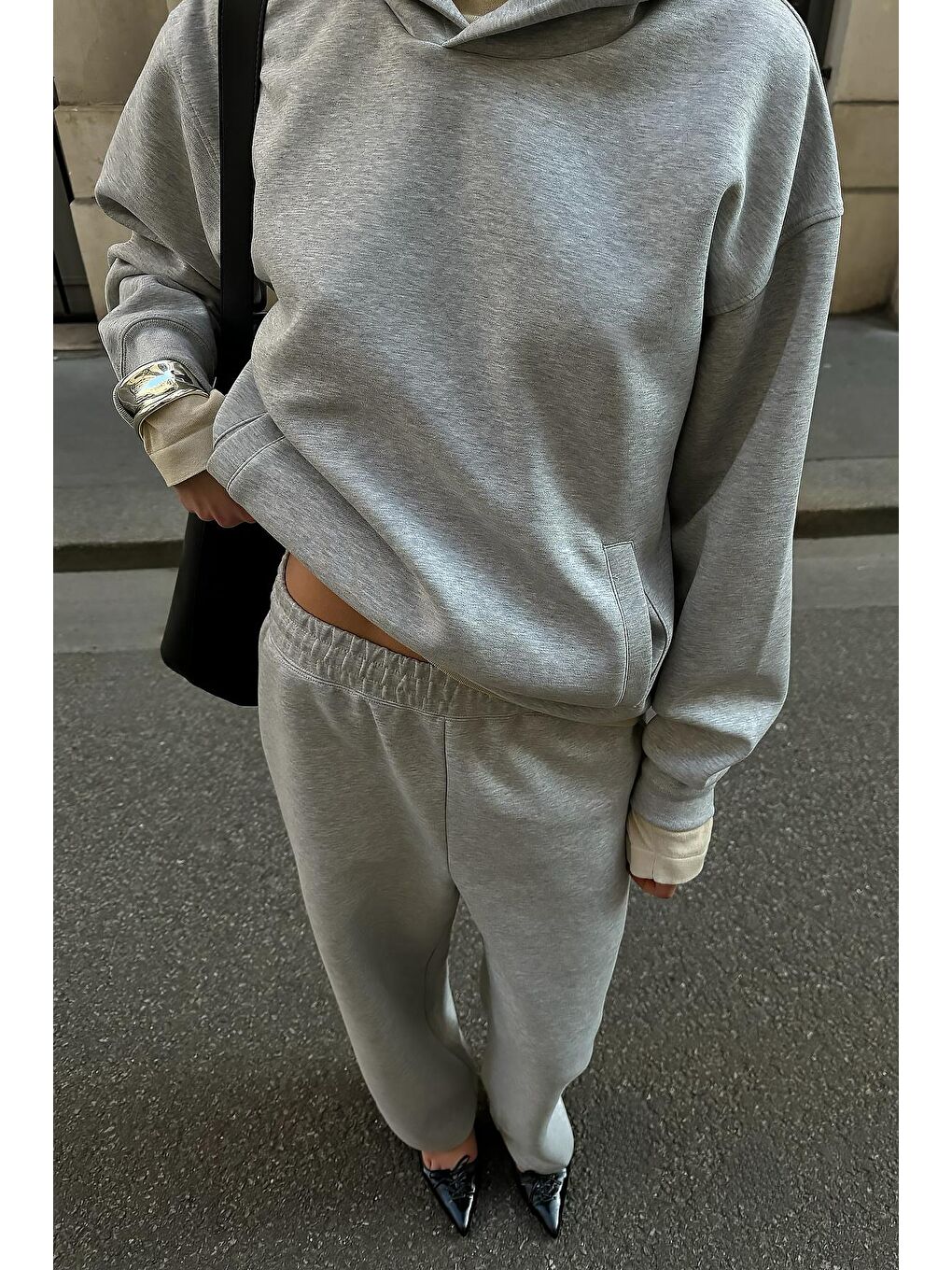 Grimelanj Kapüşonlu Triko Kadın Eşofman Takımı Mg2533-1