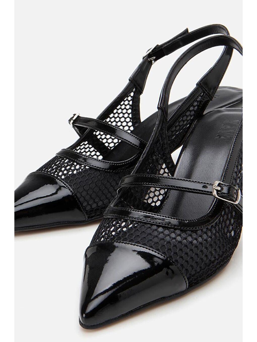 Kadın Rugan Siyah Fileli Stiletto-4