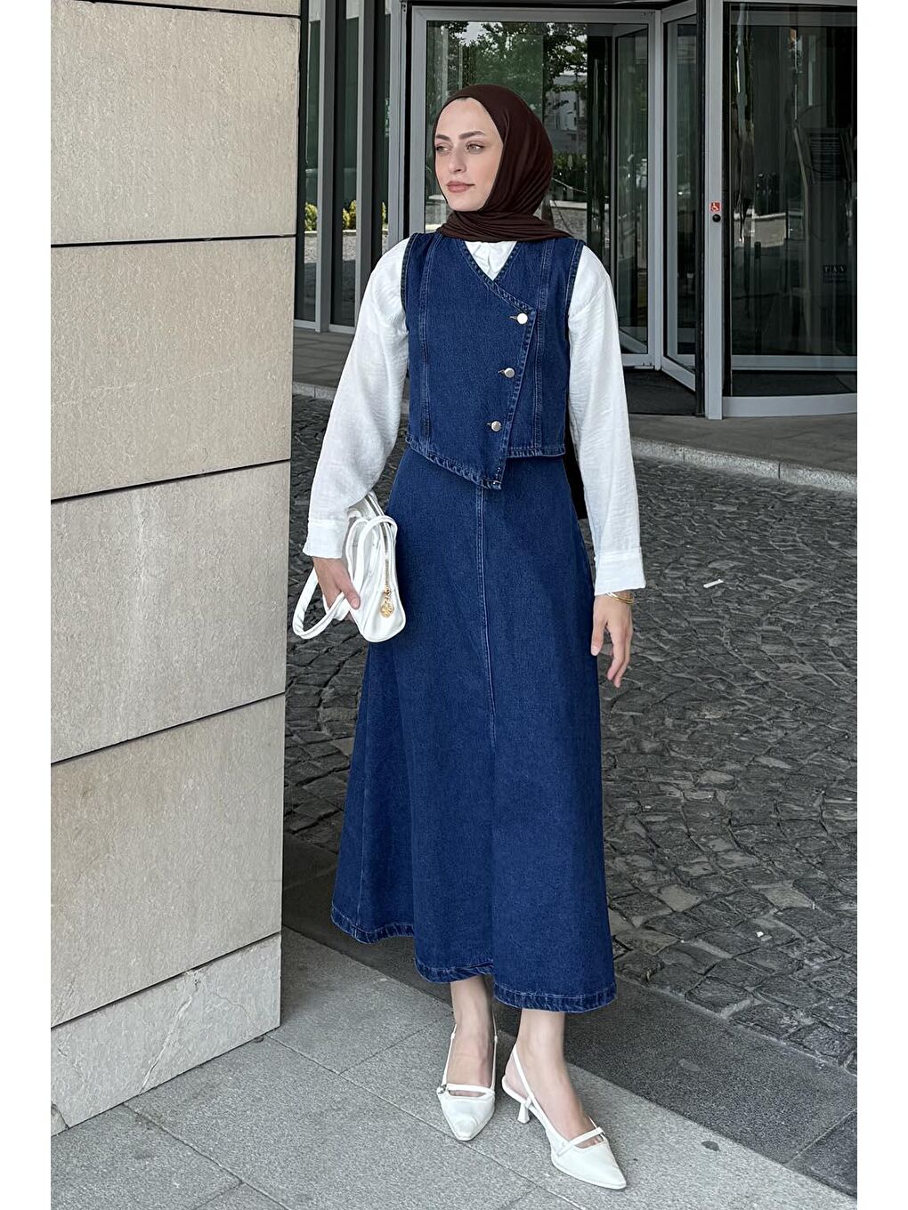Kruvaz Kapama Jean Etekli Takım Mavi-1
