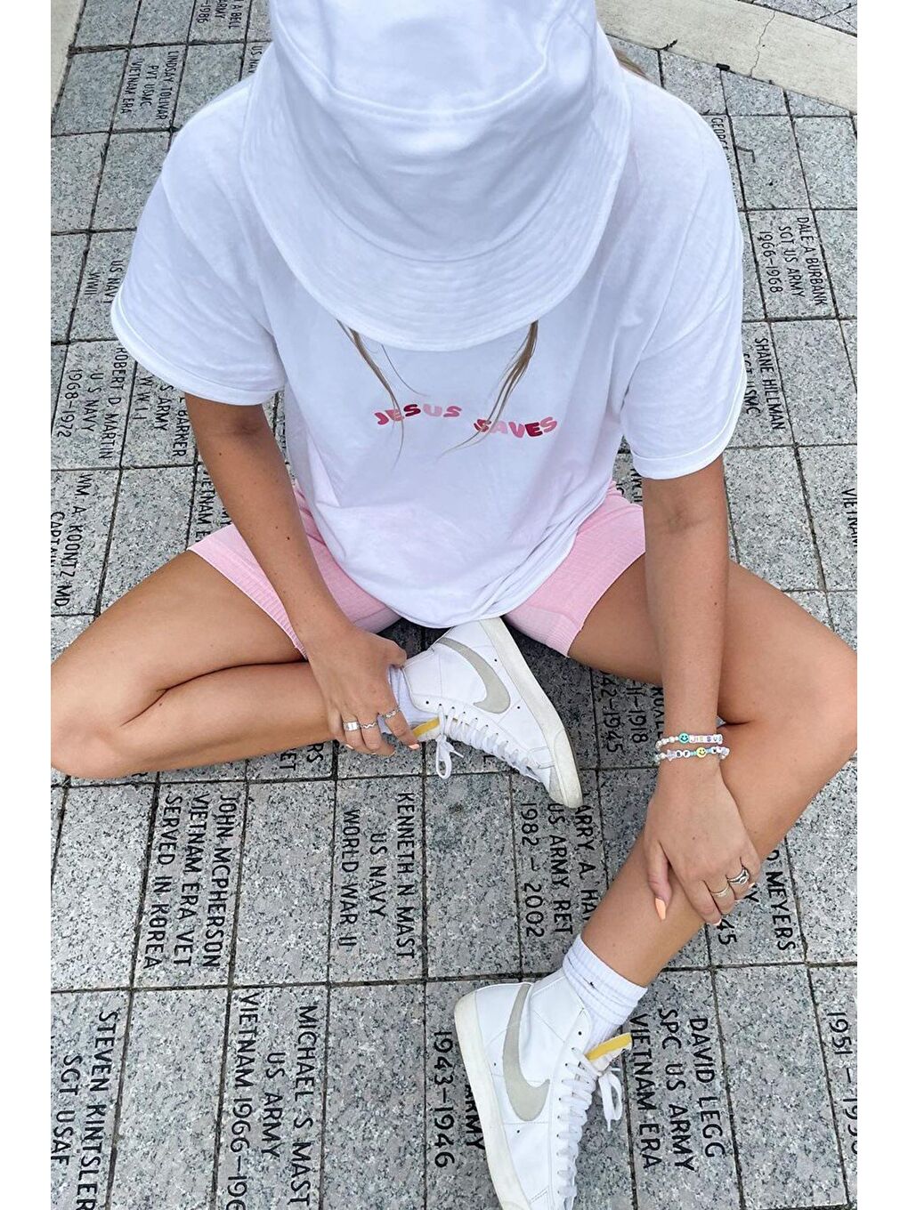 Beyaz Baskılı Oversize Tişört Mg1517-6