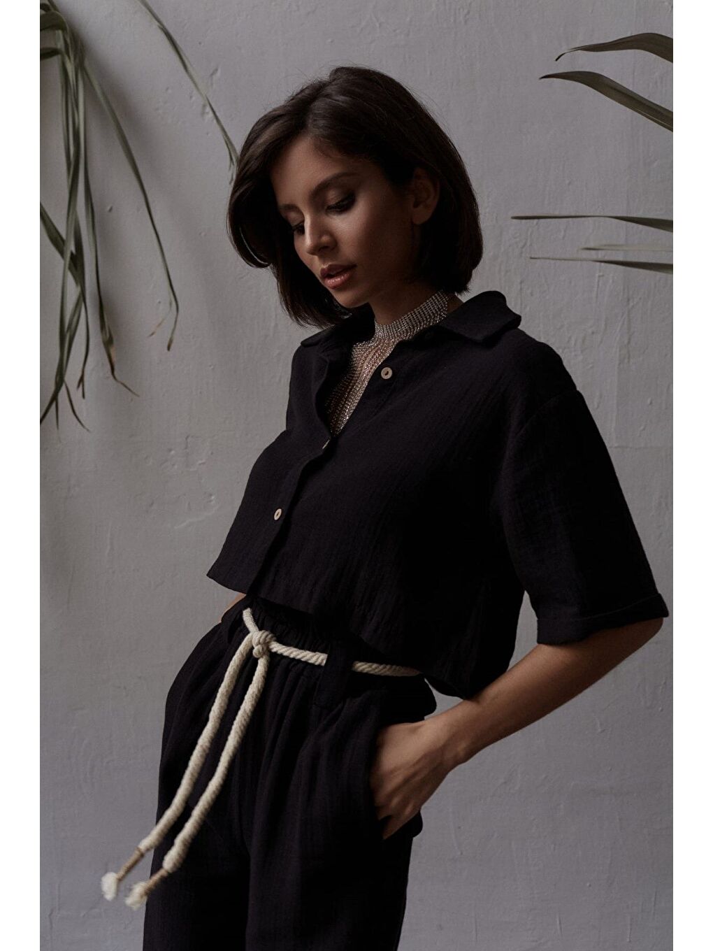 Olympos Halatlı Siyah Müslin Takım