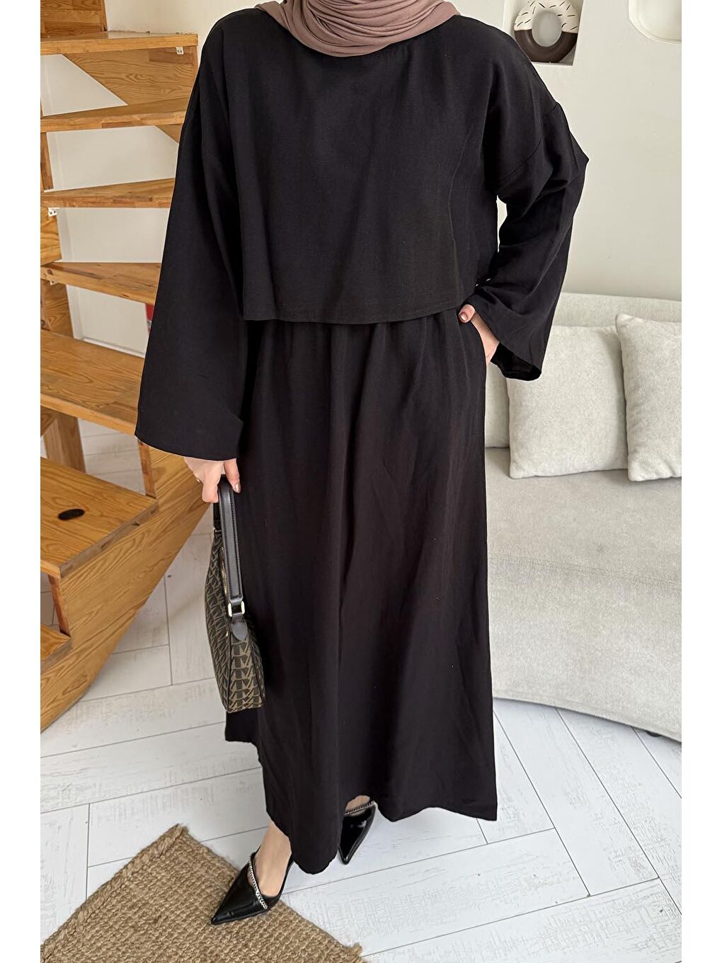 Etekli Tesettür Takım Siyah-2