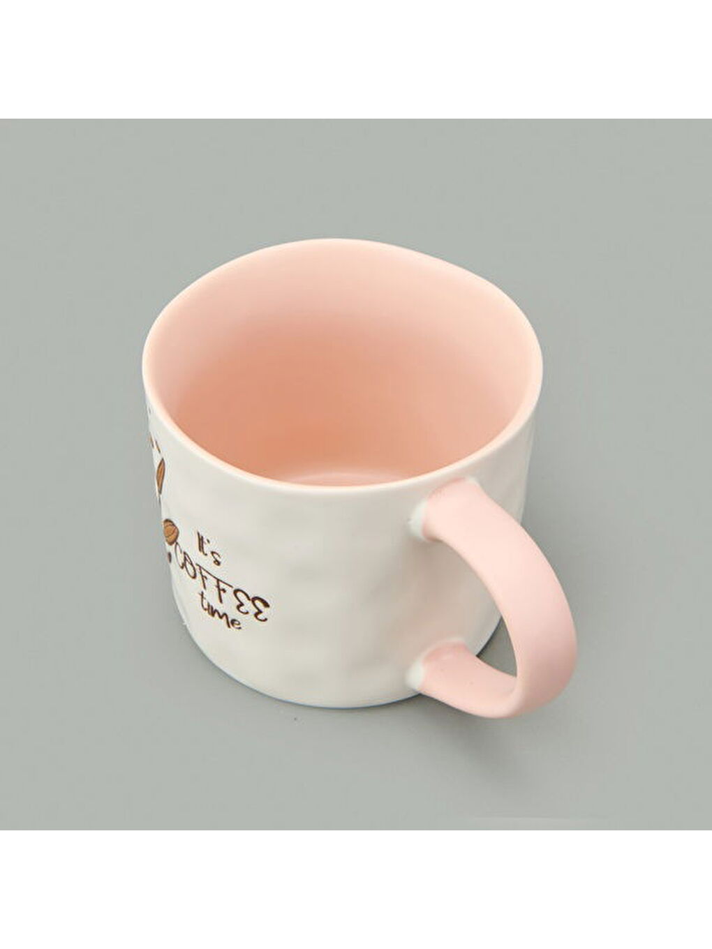 Ekru Kitchen It's Coffee Time Kupa - Beyaz / Pembe - 450 ml-1