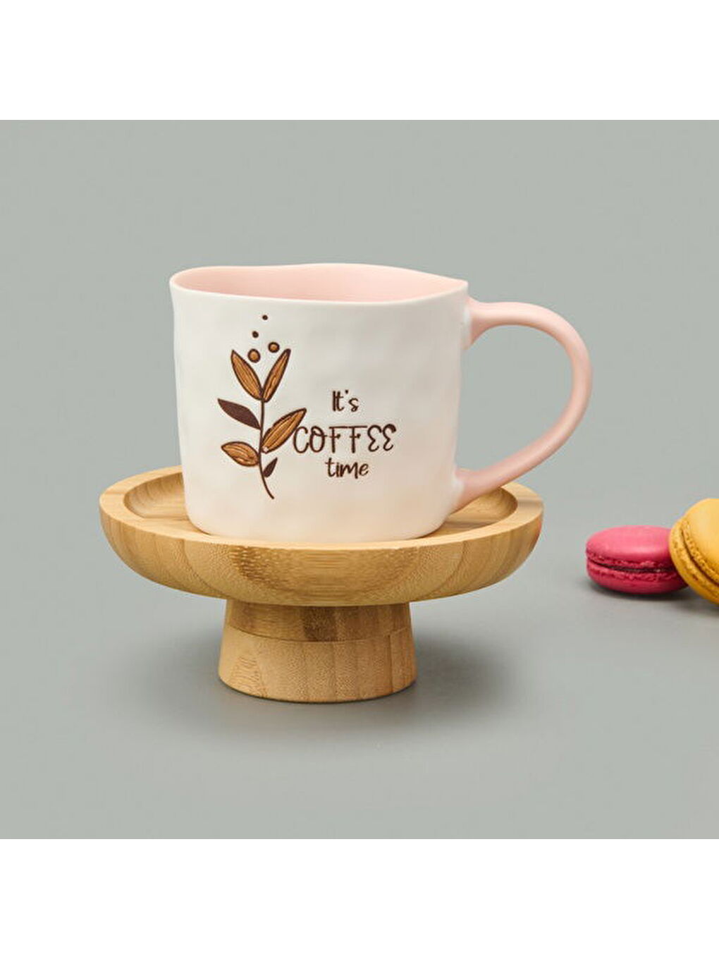 Ekru Kitchen It's Coffee Time Kupa - Beyaz / Pembe - 450 ml-3