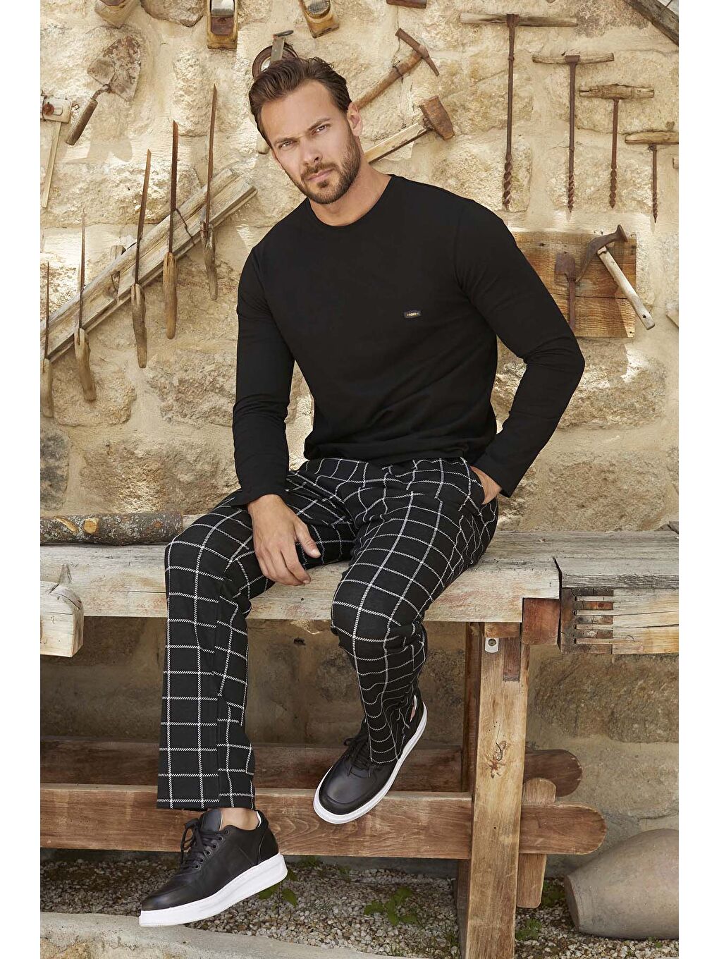 Erkek Jakarlı Pijama Takımı 3376 Siyah04-3