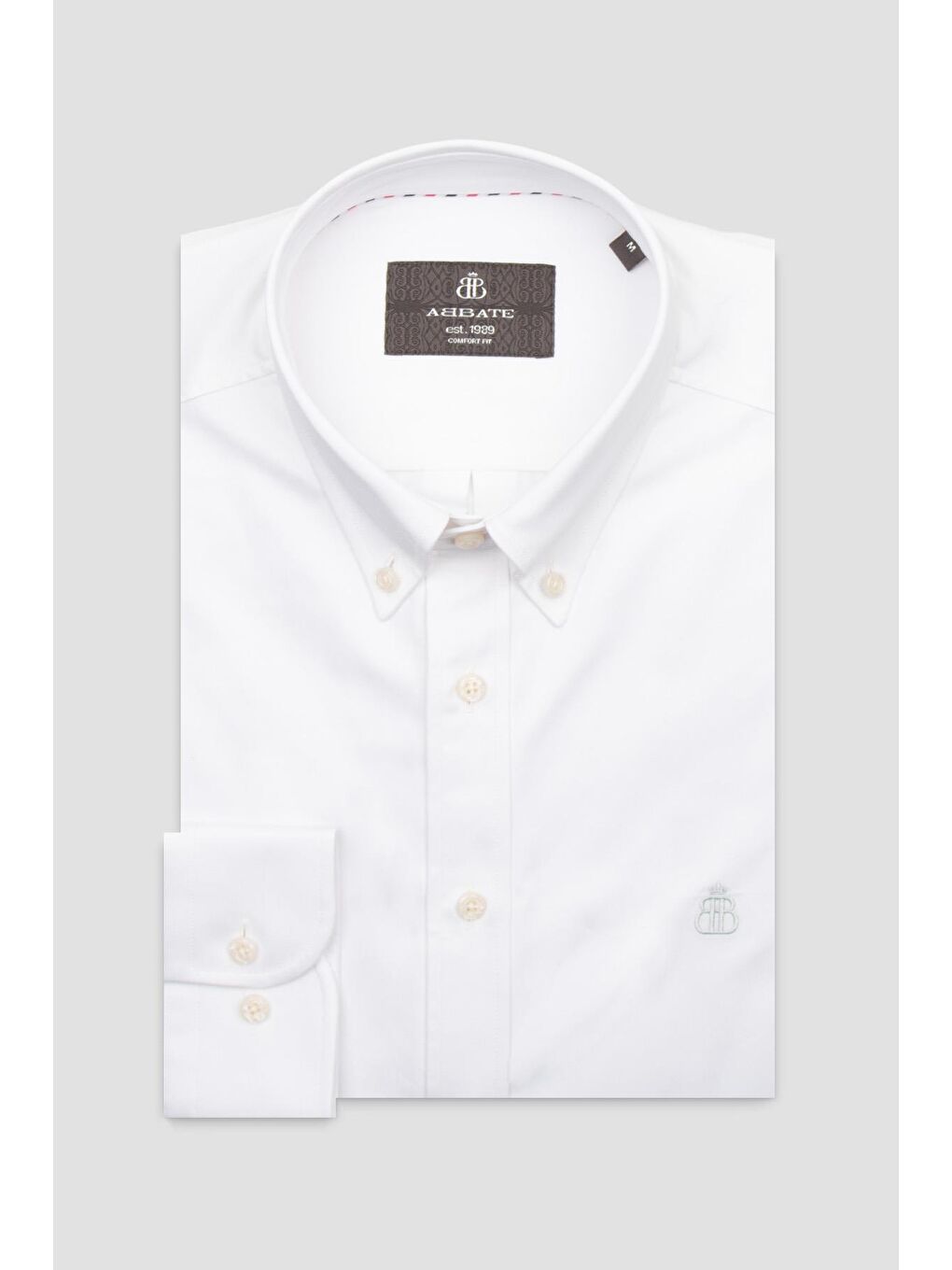 Luca Twill Pamuklu Comfort Fit Beyaz Düğmeli Yaka Erkek Düz Gömlek