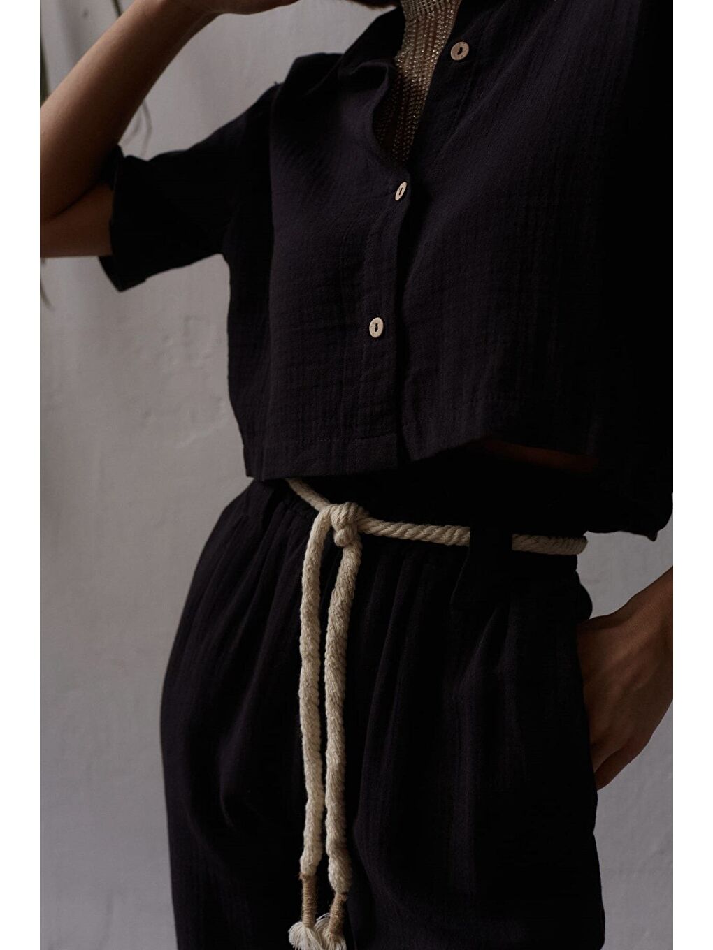 Olympos Halatlı Siyah Müslin Takım-6