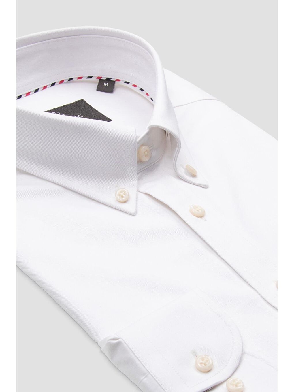 Luca Twill Pamuklu Comfort Fit Beyaz Düğmeli Yaka Erkek Düz Gömlek-1