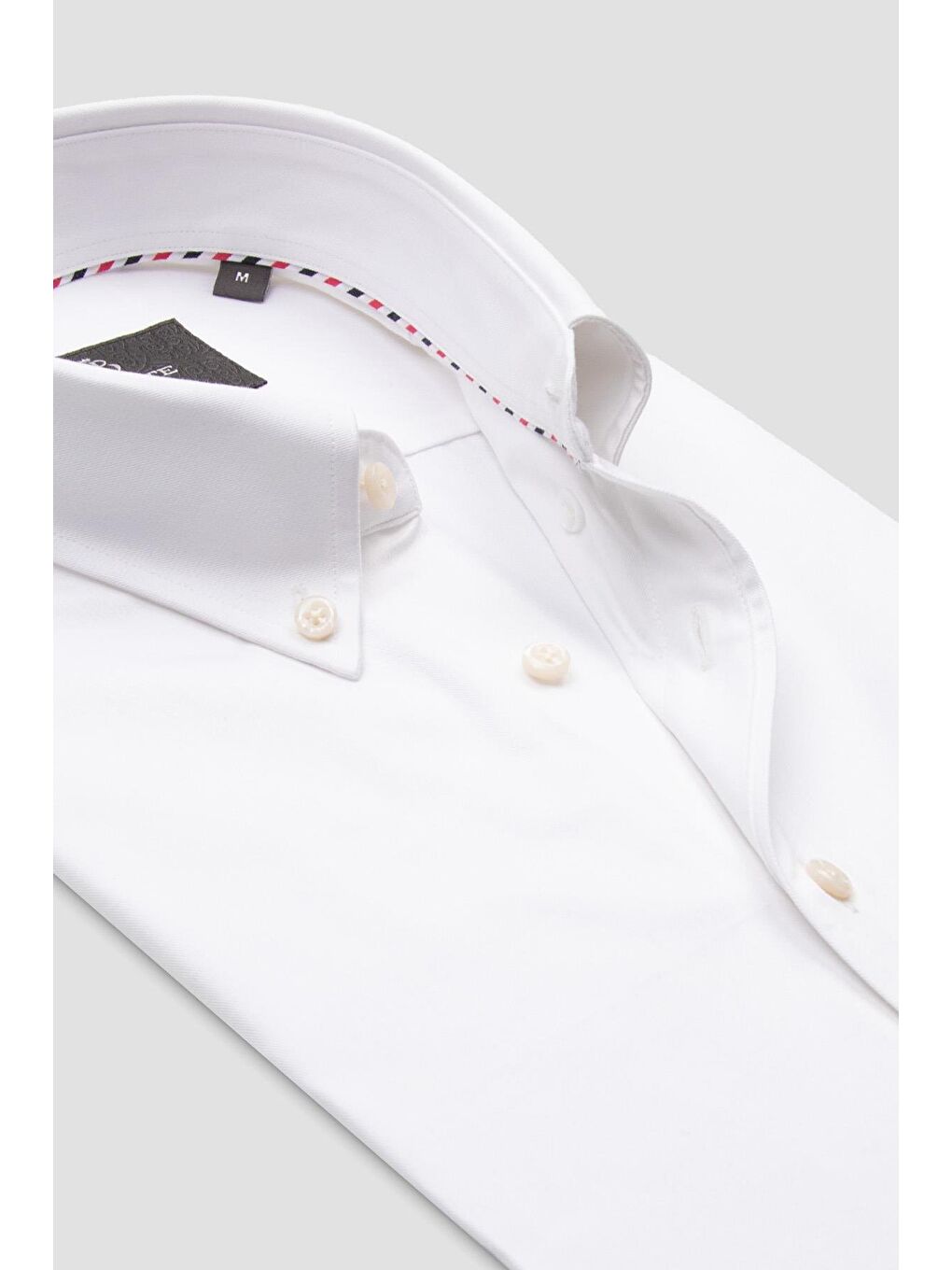 Luca Twill Pamuklu Comfort Fit Beyaz Düğmeli Yaka Erkek Düz Gömlek-2