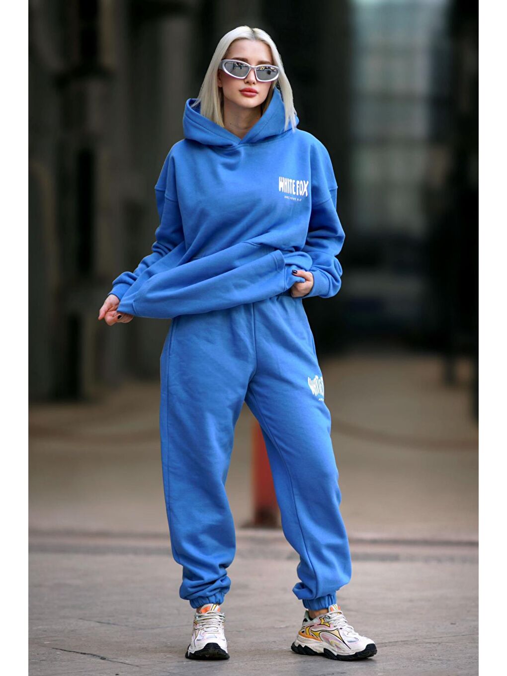 Mavi Kapüşonlu Eşofman Takımı Mg1917-2