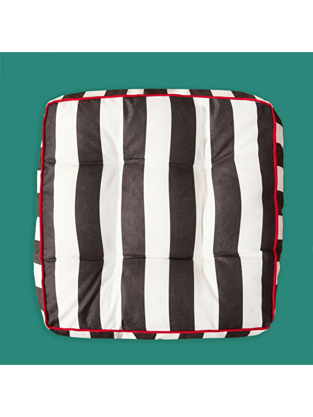 Soft Sonne Yer Minderi - Siyah / Beyaz - 50x50x14 cm-2