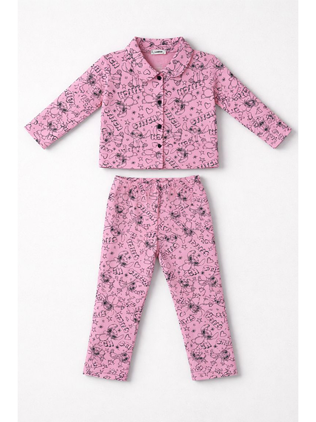 Pembe Kız Çocuk Lilo & Stitch Desenli Elastanlı Alt Üst Takım (3-4 Yaş 8-9 Yaş)