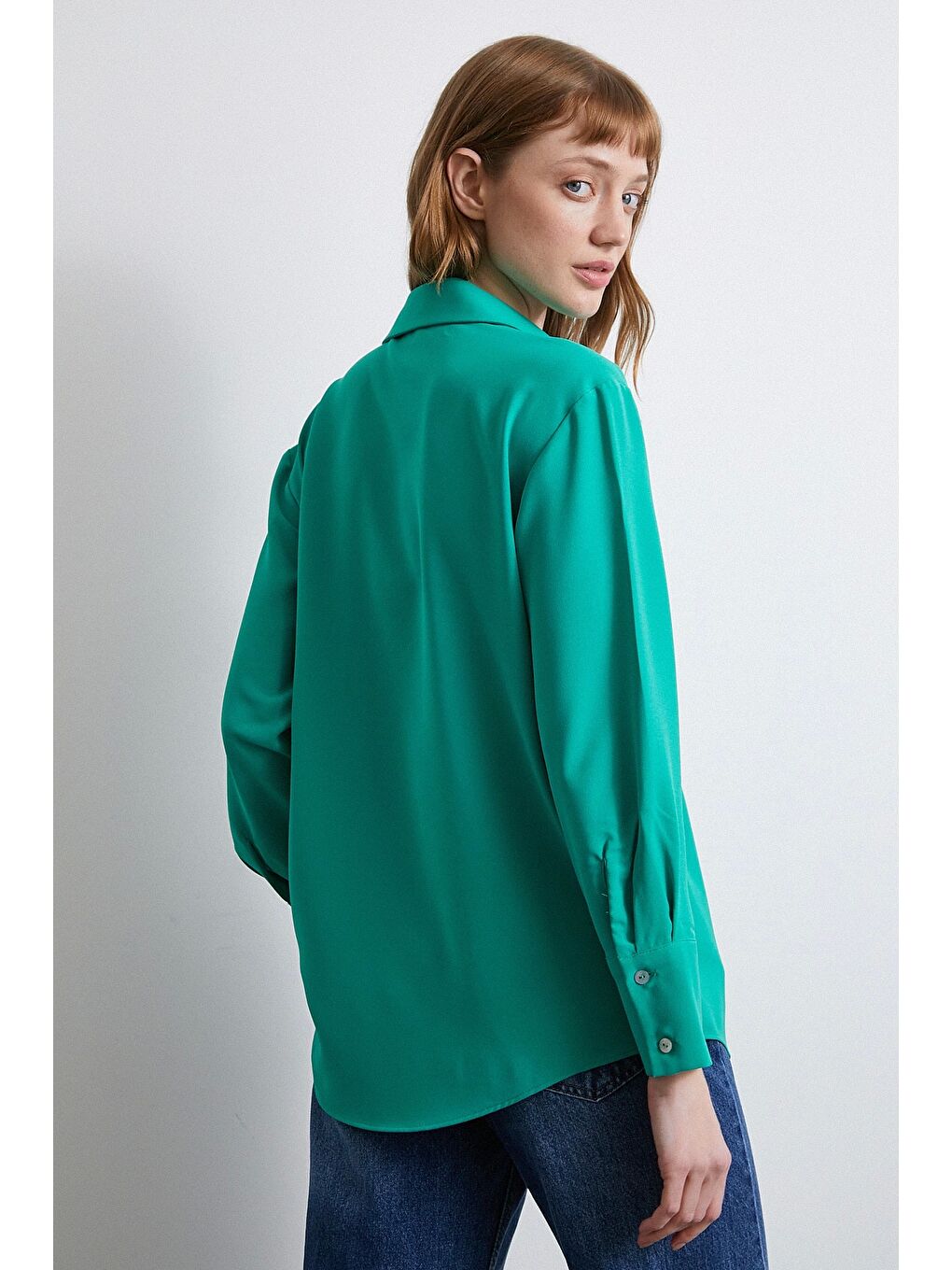 Klasik Saten Gömlek Yeşil-1