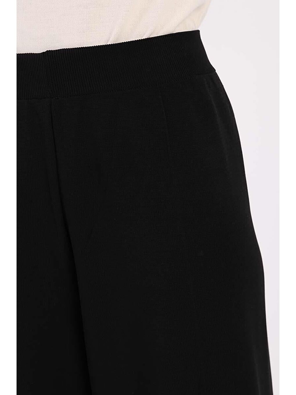 Siyah-Bol Paça Triko Pantolon-4