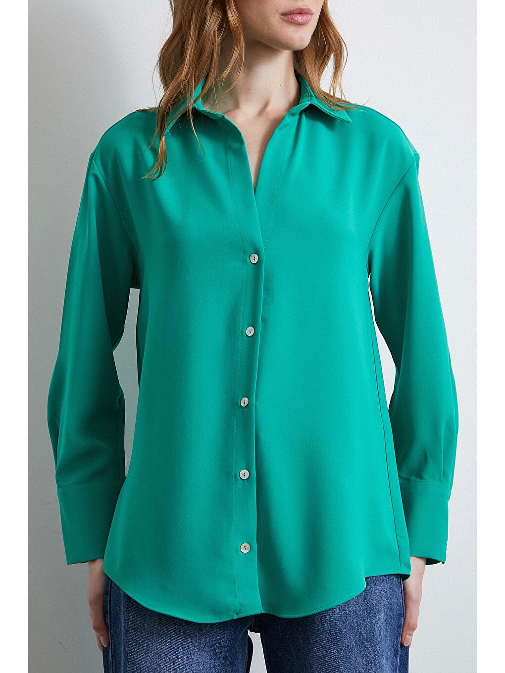 Klasik Saten Gömlek Yeşil-2