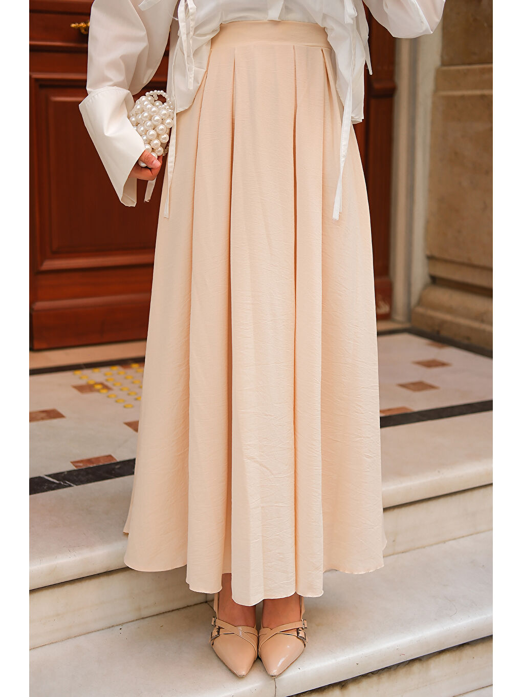 Ekru Kadın Linda Etek Krem-2