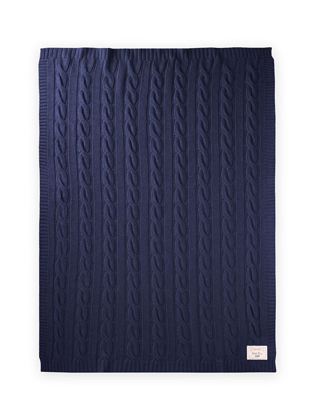 Saç Örgü Triko Battaniye 80X100 Cm (+/-5 Cm) İndigo Mavi-1