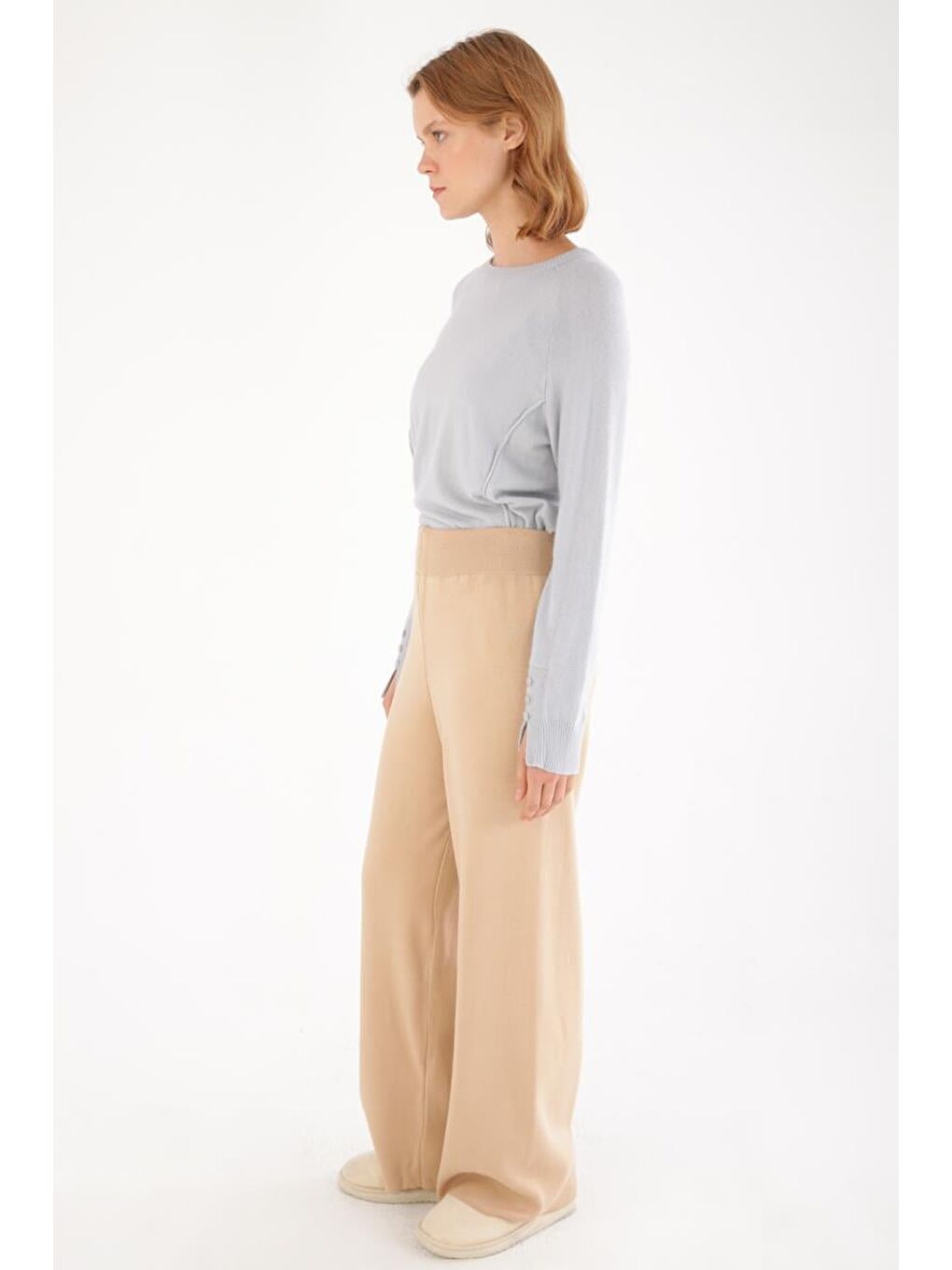 Bej-Bol Paça Triko Pantolon-2