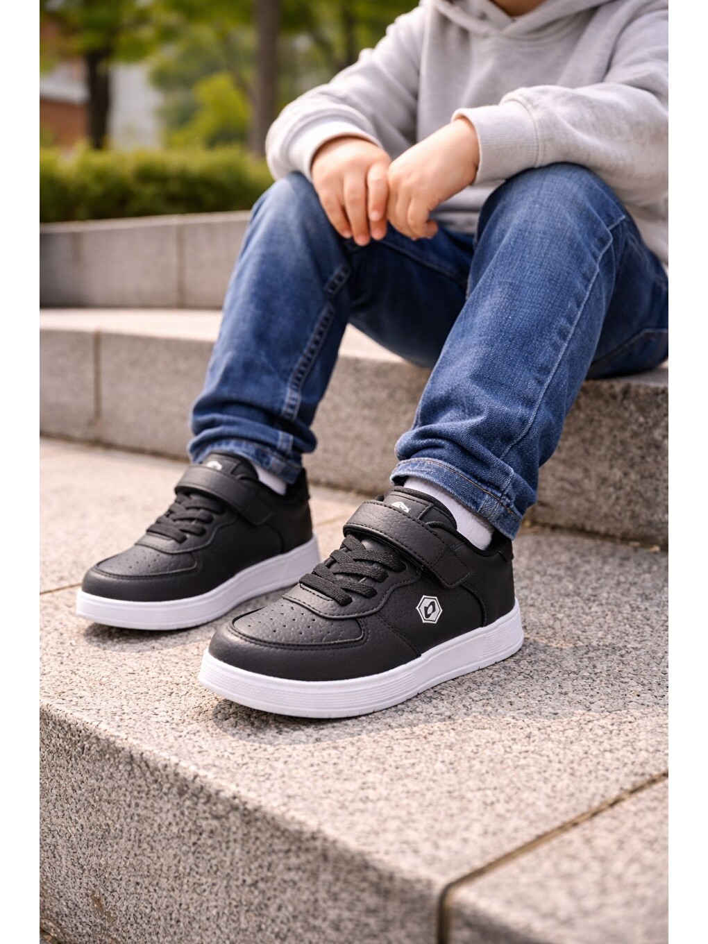 Siyah SNYDER Cırtlı ve Bağcıklı Günlük Çocuk Sneaker Spor Ayakkabı-5