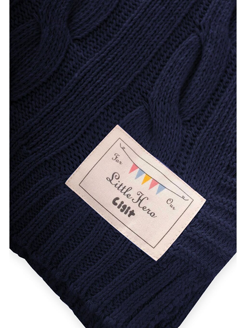 Saç Örgü Triko Battaniye 80X100 Cm (+/-5 Cm) İndigo Mavi-2