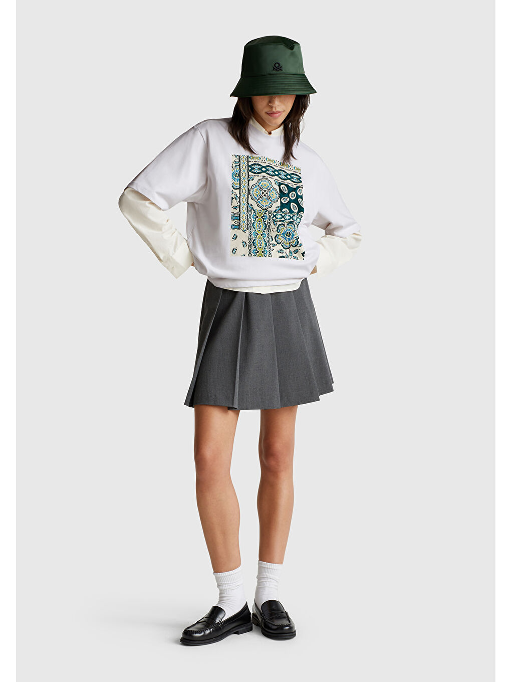 Kadın Beyaz Pamuk Karışımlı Baskılı T-Shirt-4