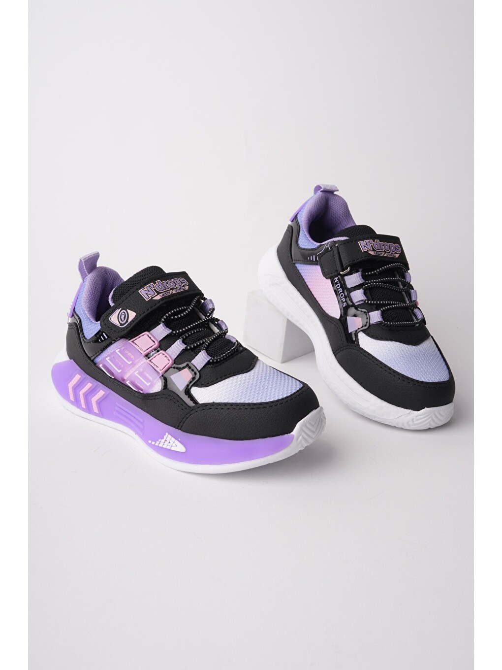 Lila ZUZU Cırtlı ve Bağcıklı Günlük Çocuk Sneaker Spor Ayakkabı-1