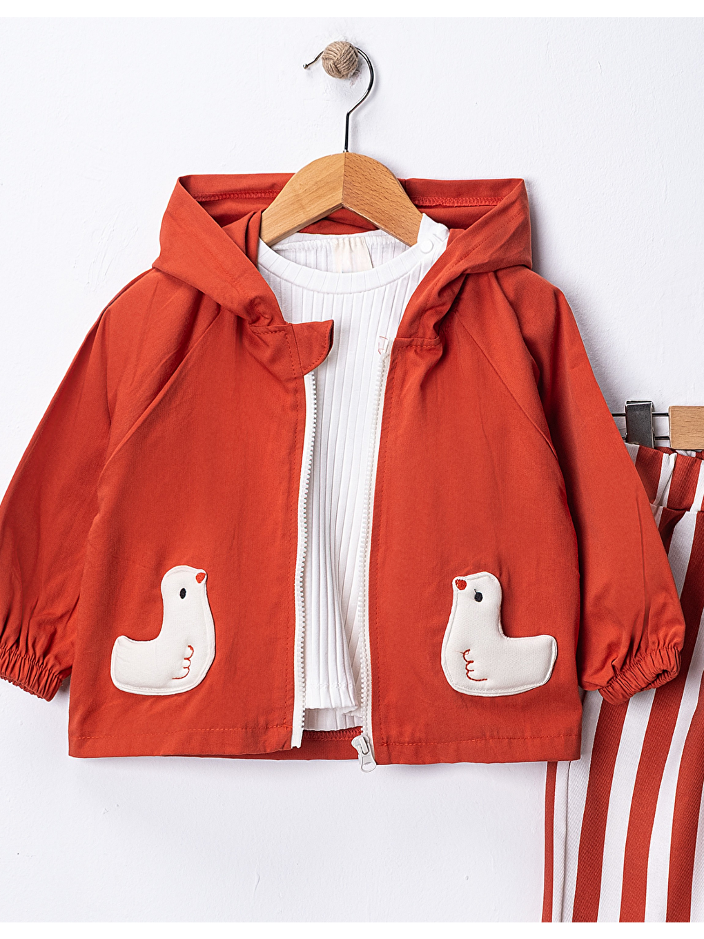 Kahverengi Kız Çocuk Gabardin Ceketli Takım – %100 Pamuklu İç Penye, Beli Lastikli Kemerli Pantolon 2-5 Yaş-3