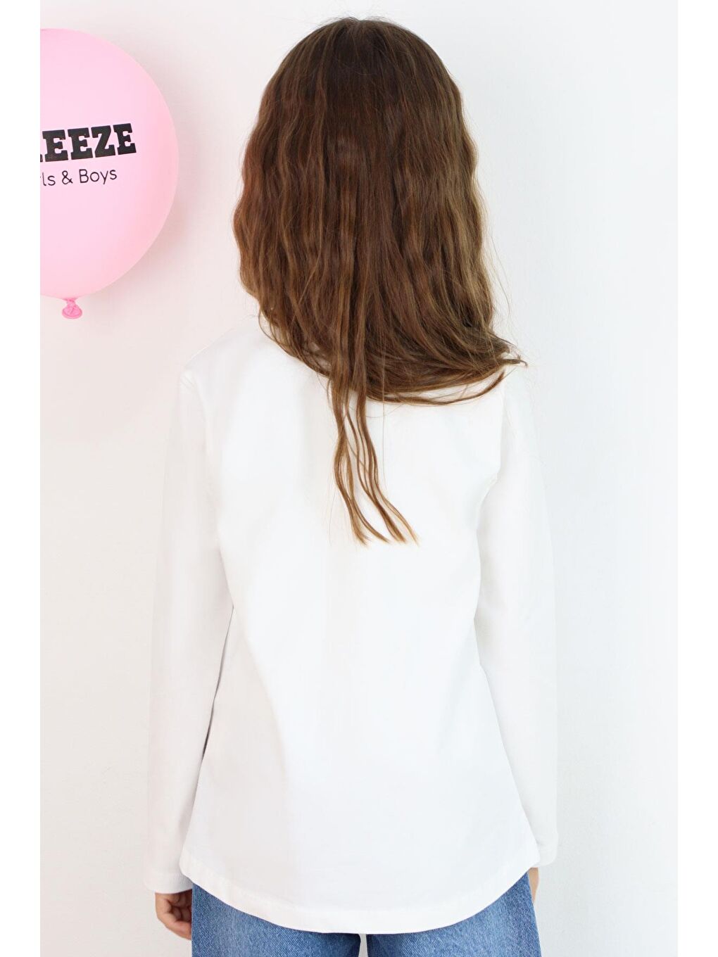 Kız Çocuk Uzun Kollu Tişört Fiyonk Armalı İnci Detaylı Tüllü Ekru (3-8 Yaş)-2