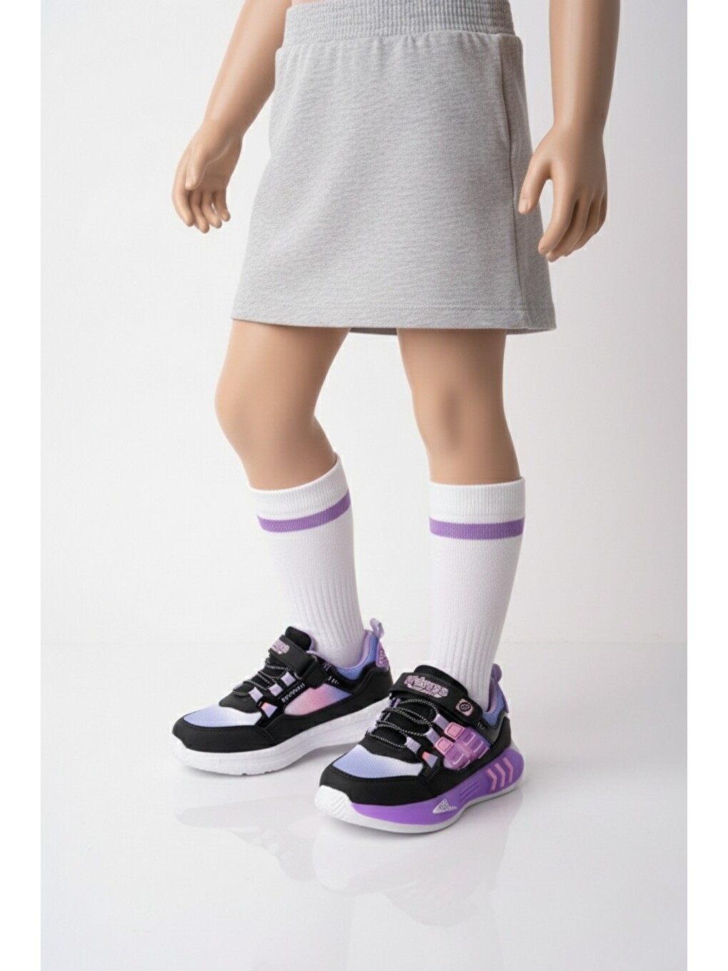 Lila ZUZU Cırtlı ve Bağcıklı Günlük Çocuk Sneaker Spor Ayakkabı-6