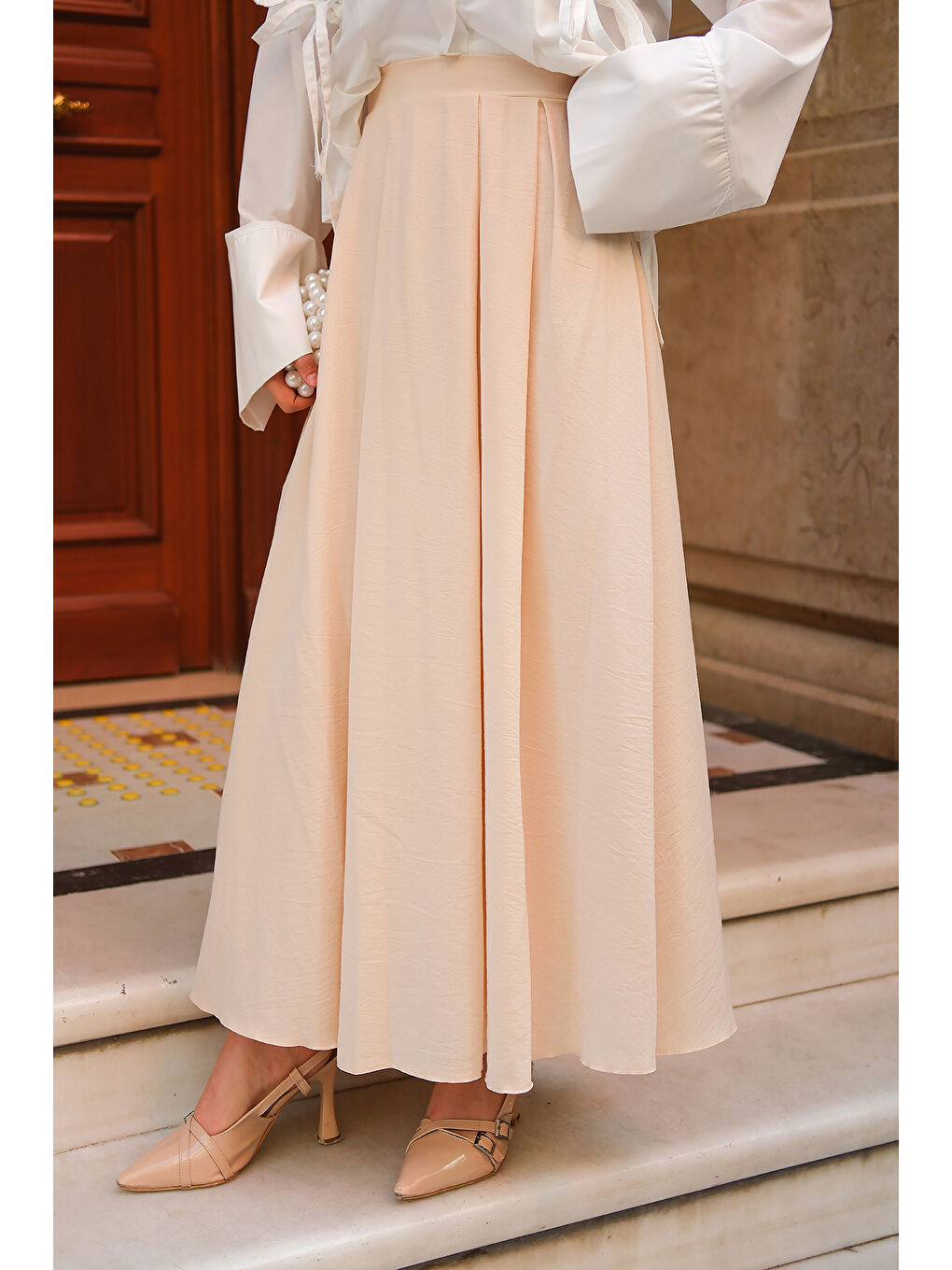 Ekru Kadın Linda Etek Krem-3