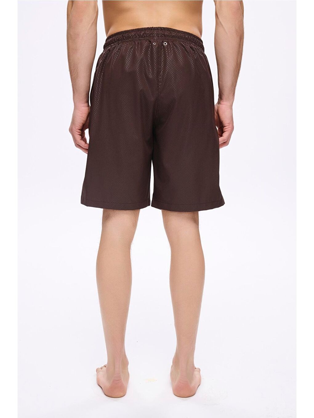 Dokulu Kumaş Kahverengi Erkek Kısa Havuz Ve Deniz Şortu 5032-3