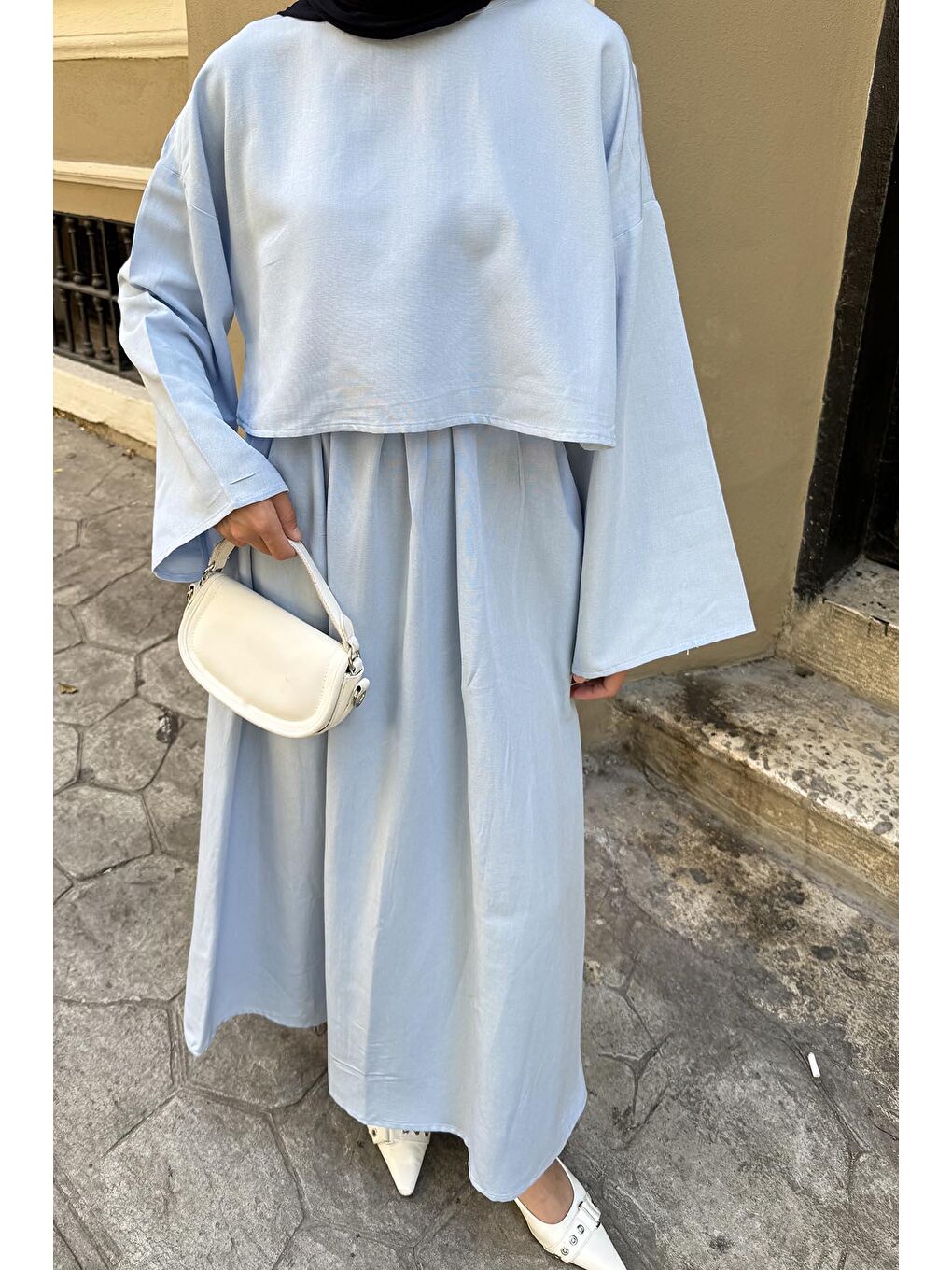 Etekli Tesettür Takım Bebe Mavisi-3