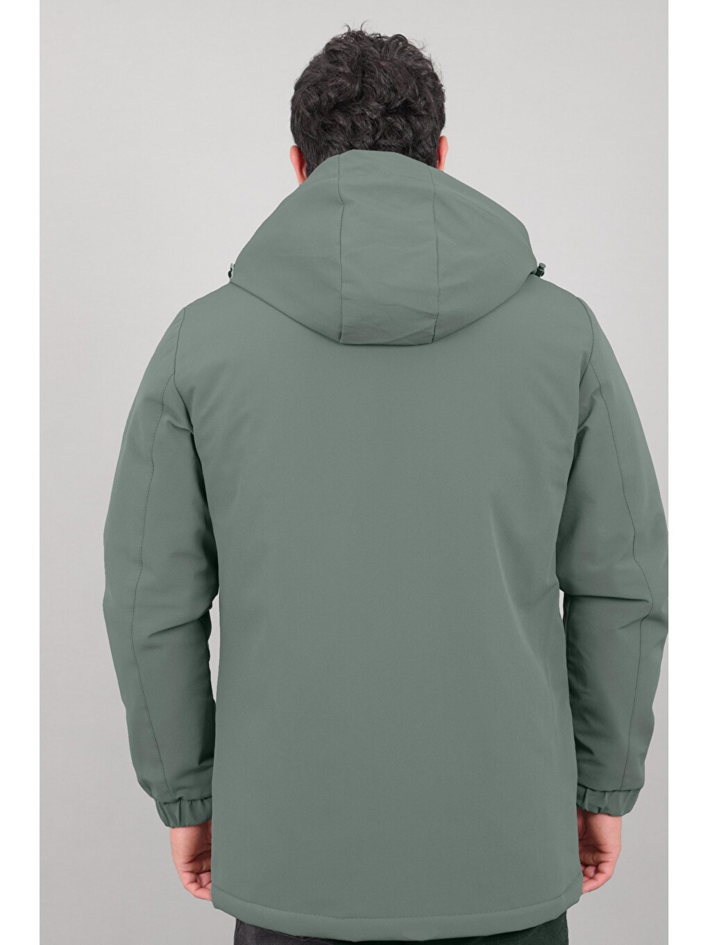 Yeşil Kapitoneli Torba Cep Sabit Kapüşon Kışlık Mont Pldp 3039_50527-6