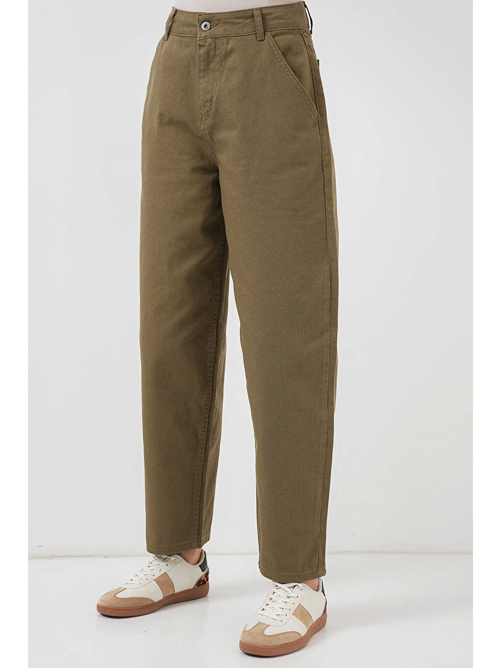 Haki Kadın Bol Paça Pantolon 6703-1