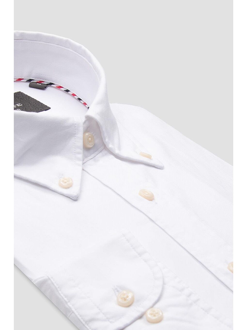 Luca Oxford Stretch Pamuk Karışımlı Comfort Fit Beyaz Düğmeli Yaka Erkek Düz Gömlek-1