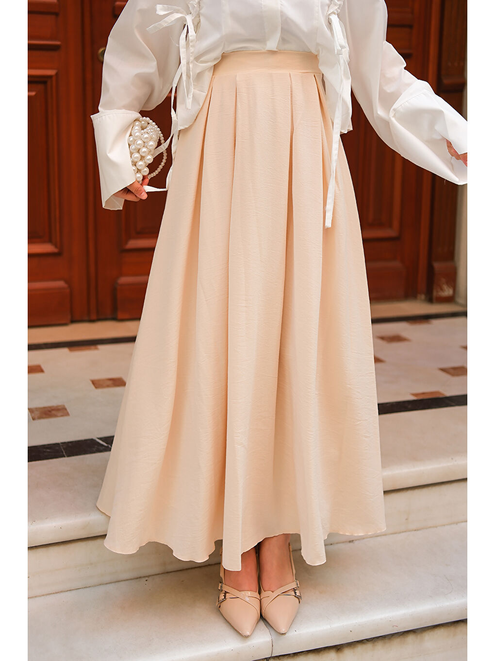 Ekru Kadın Linda Etek Krem-4