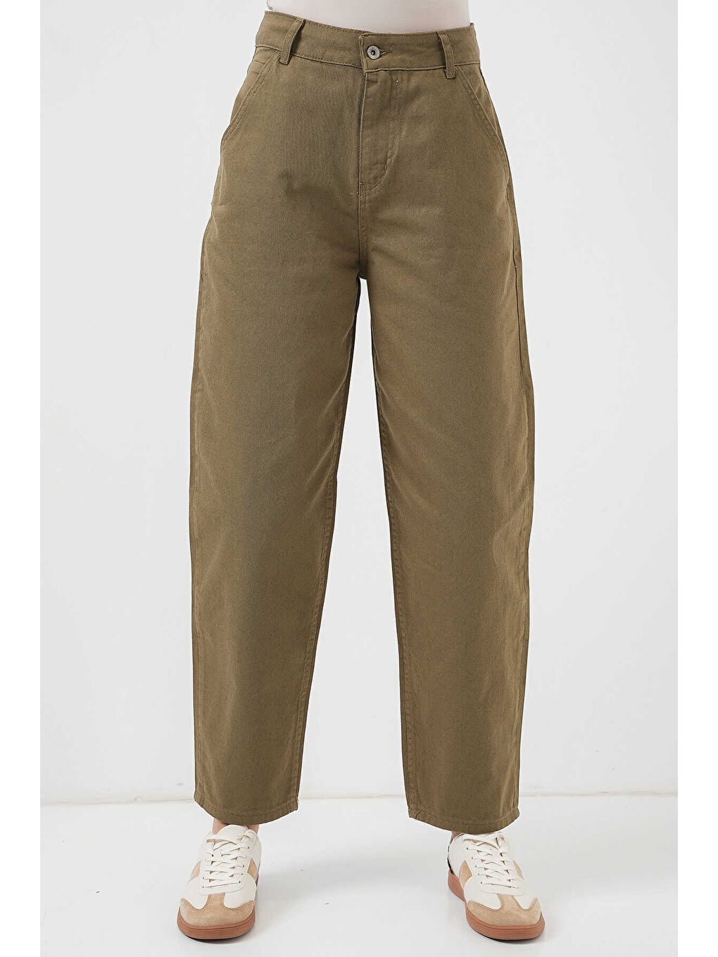 Haki Kadın Bol Paça Pantolon 6703-2