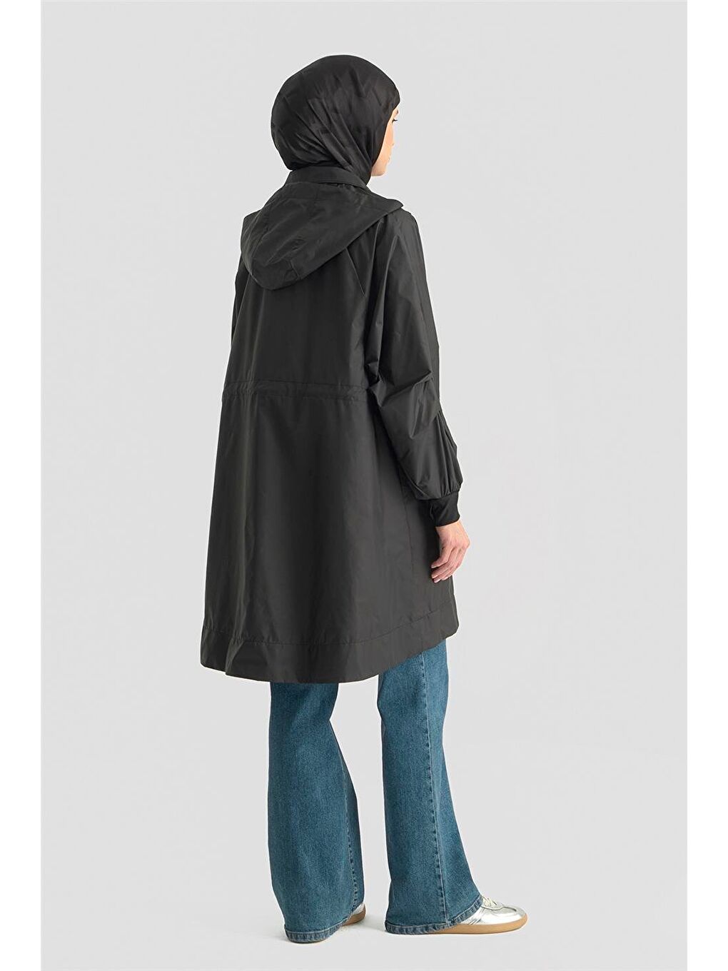 Gizli Kapüşonlu Ve Manşet Detaylı Yağmurluk 25Y7815 Siyah-4