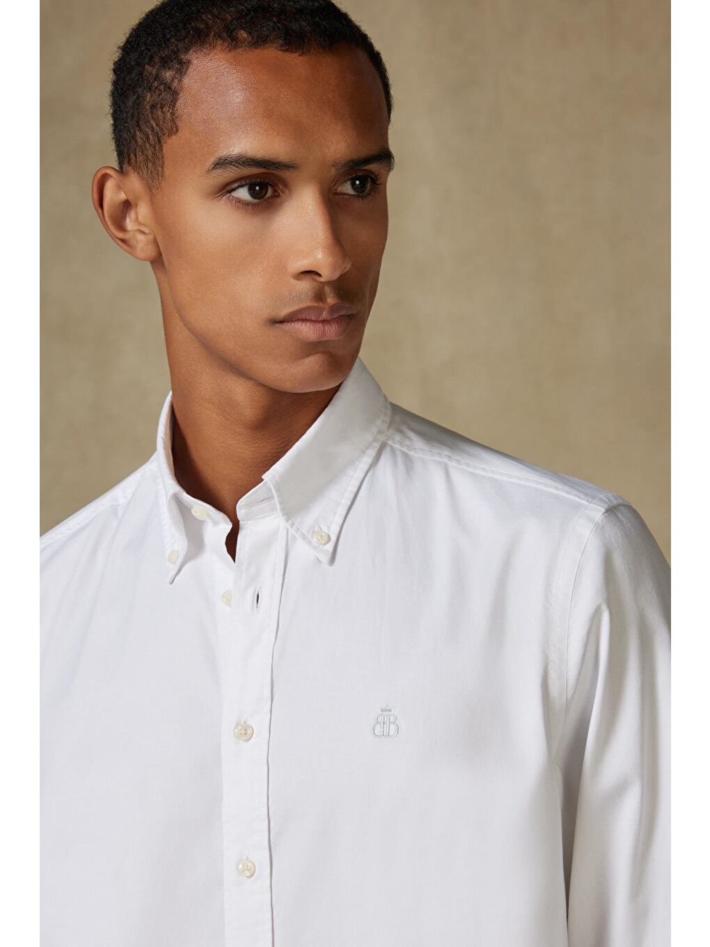 Luca Oxford Stretch Pamuk Karışımlı Comfort Fit Beyaz Düğmeli Yaka Erkek Düz Gömlek-3