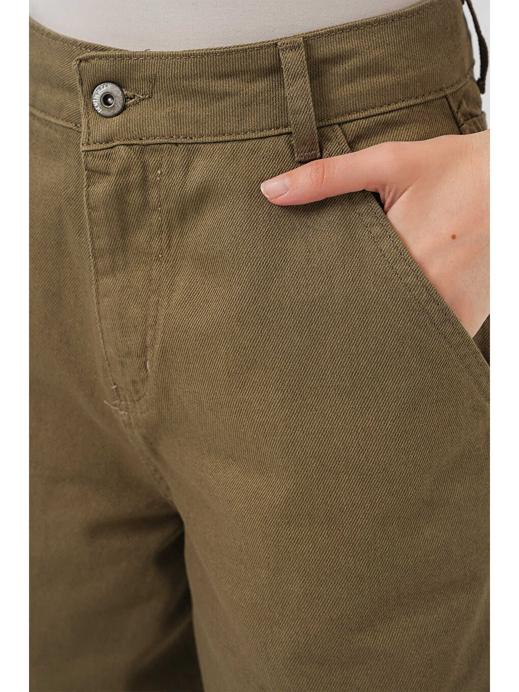 Haki Kadın Bol Paça Pantolon 6703-3