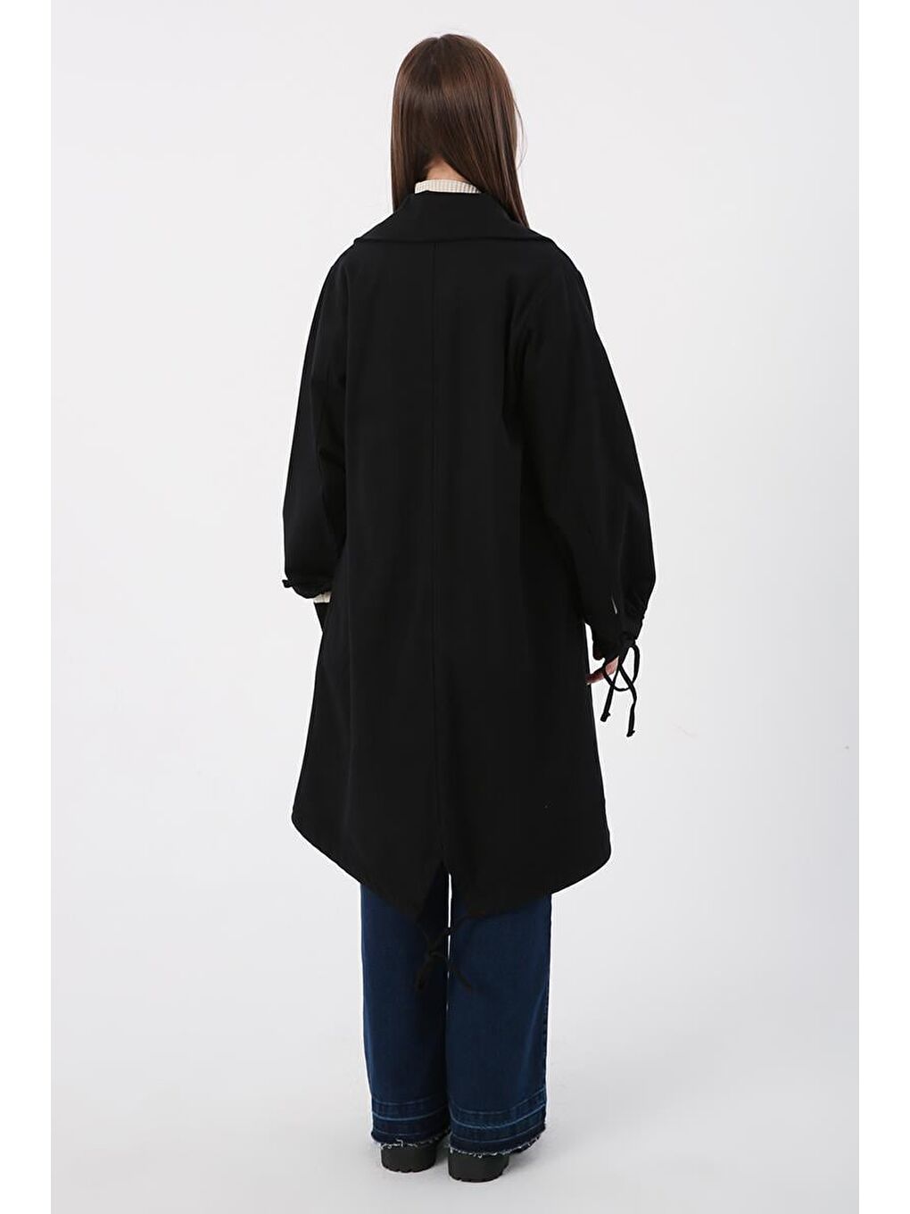 Siyah-Pamuklu Kolları Büzgülü Tek Cepli Çıtçıtlı Kap-3