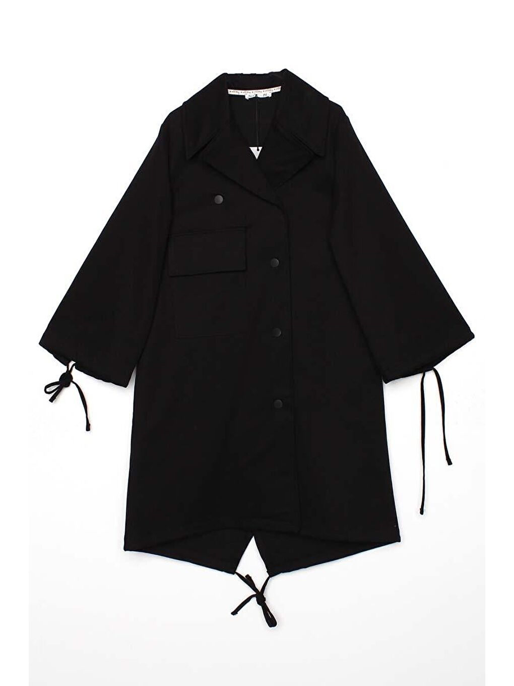 Siyah-Pamuklu Kolları Büzgülü Tek Cepli Çıtçıtlı Kap-6