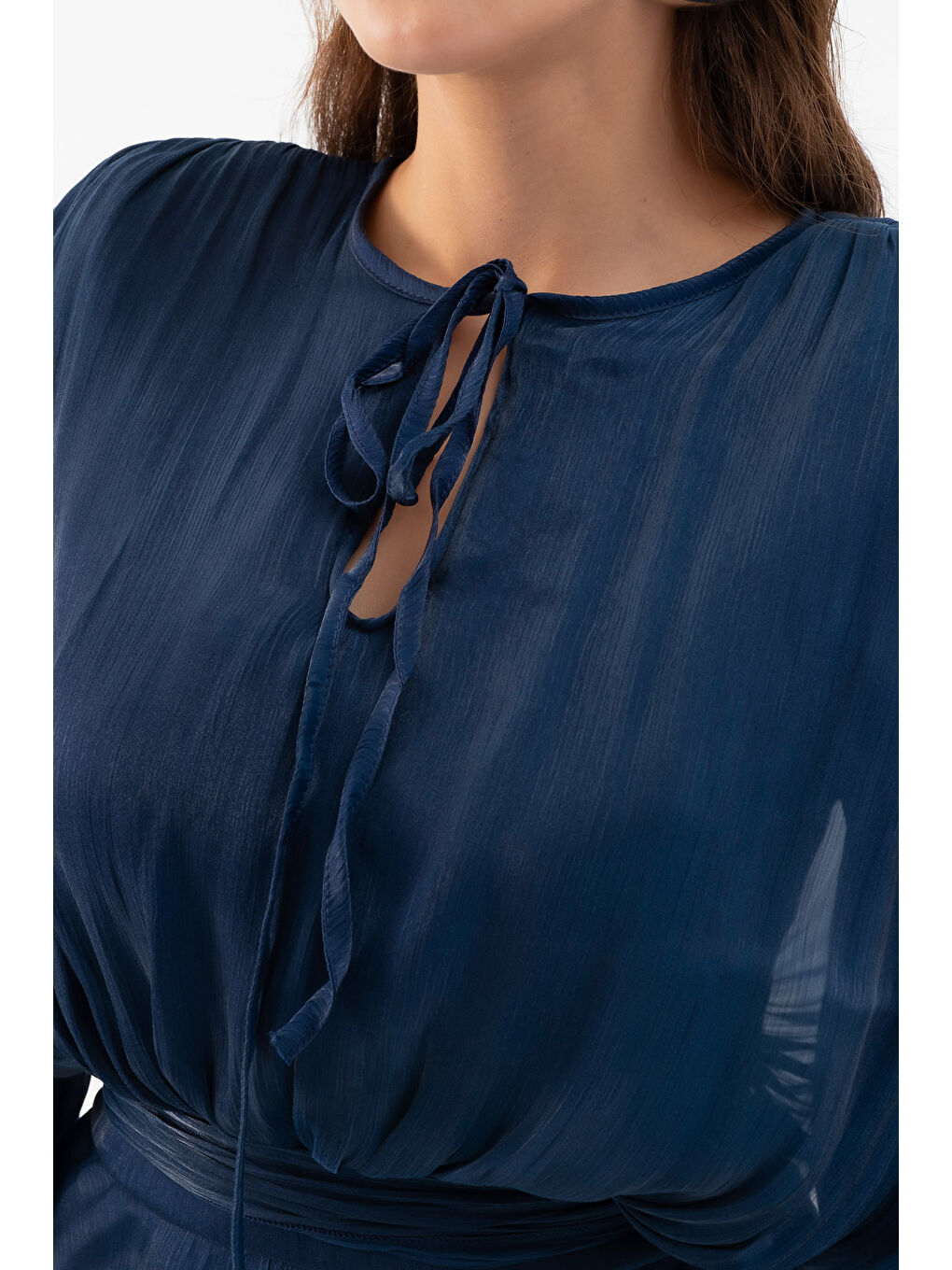 Kadın Lacivert Fırfırlı Mini Elbise-4