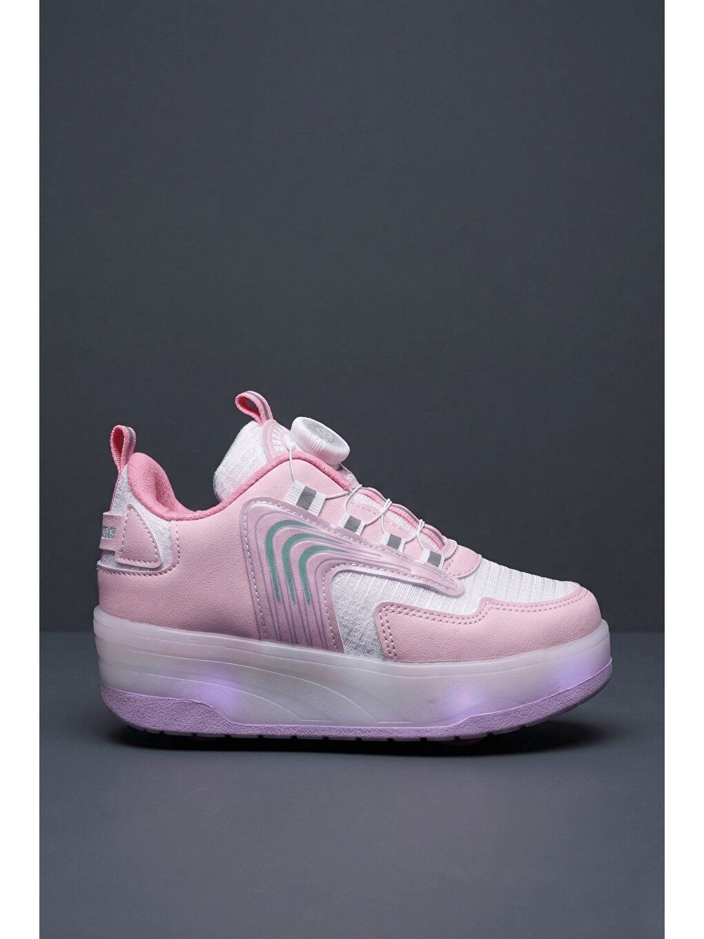 Pembe FLOW Çocuk Işıklı Patenli Tekerlekli Sneaker Spor Ayakkabı-4