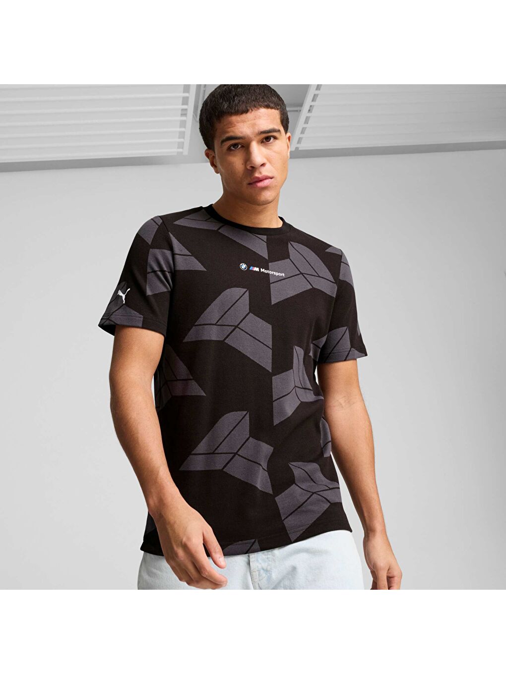 Siyah BMW M Motorsport Erkek Jacquard Tişört-4