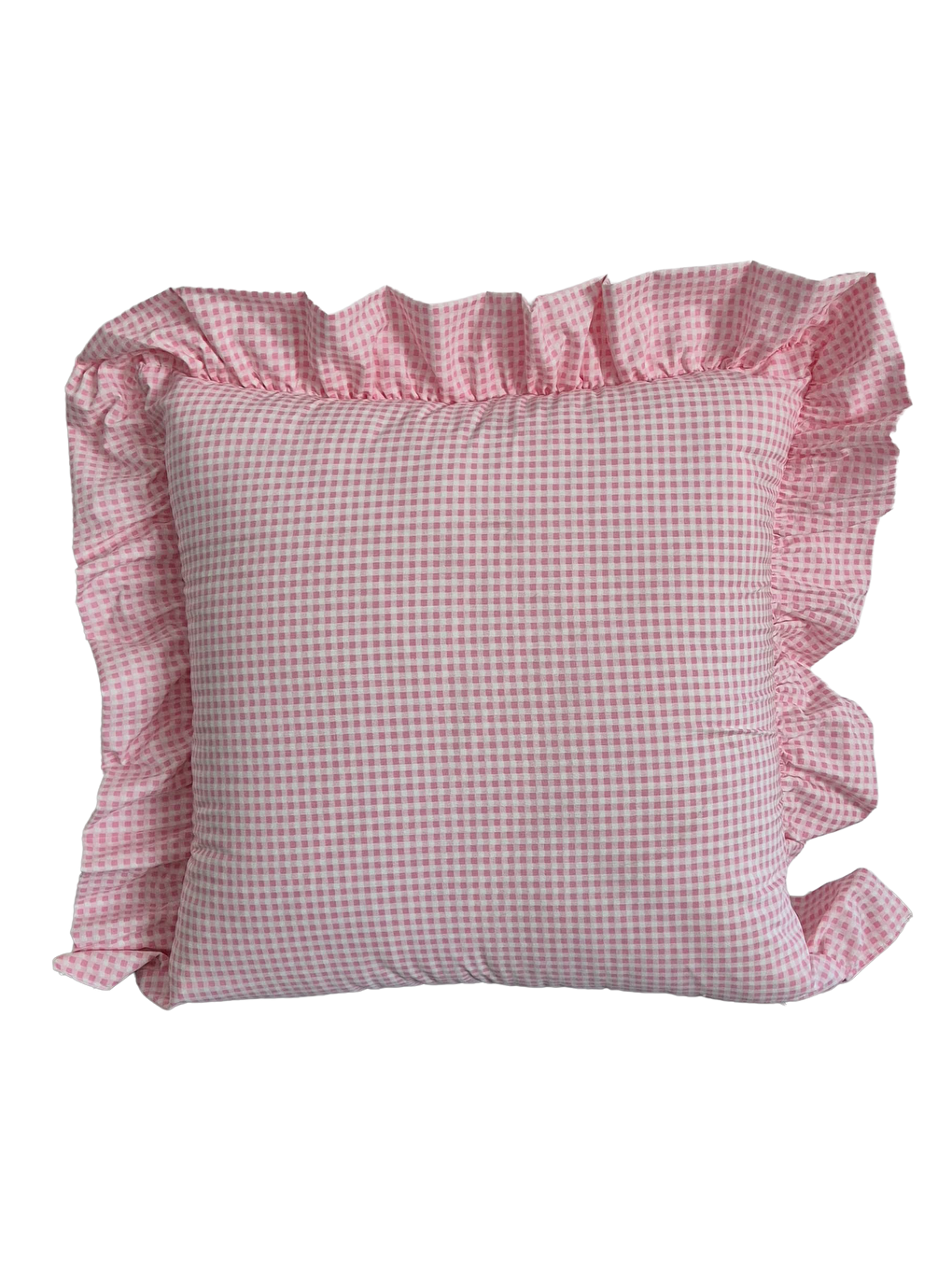 Melma Potikareli Fırfırlı %100 Pamuk Kırlent Kılıfı - Pembe  45x45 cm-1