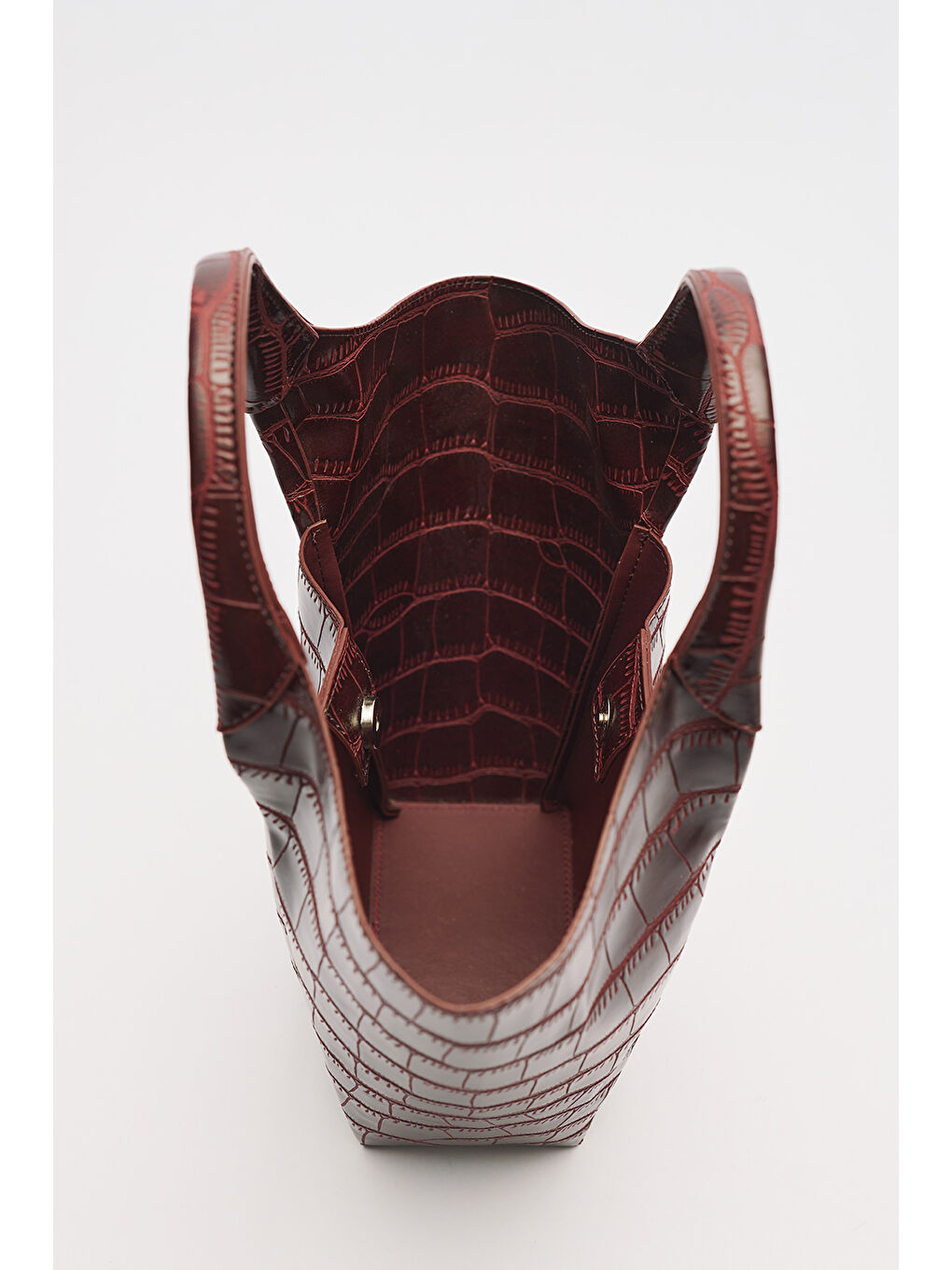 Tara Kabartma Deri Çanta Bordo-4