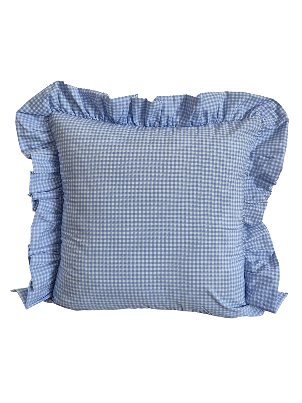 Melma Potikareli Fırfırlı%100 Pamuk  Kırlent Kılıfı - Mavi 45x45 cm-1