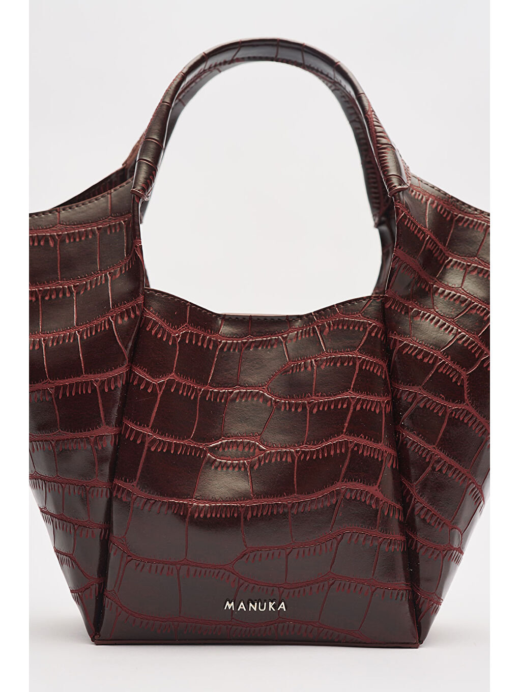 Tara Kabartma Deri Çanta Bordo-5