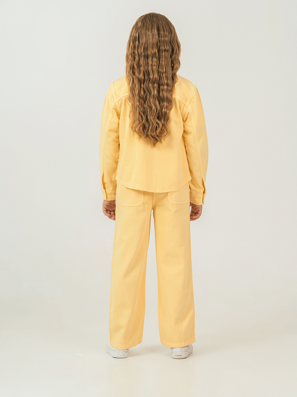 Sarı Pamuklu Ceket Pantolon Tişörtlü Kız Çocuk 3lü Takım-4